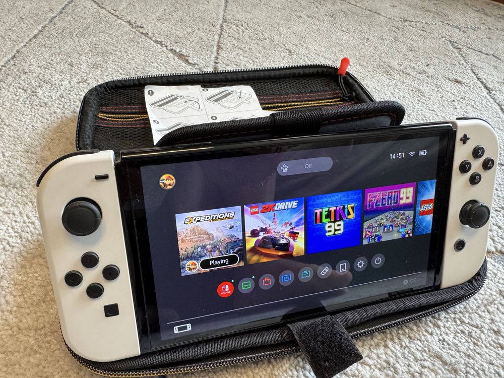 Nintendo switch Oled + 3 gry + Mariokart etui orginał NINTENDO