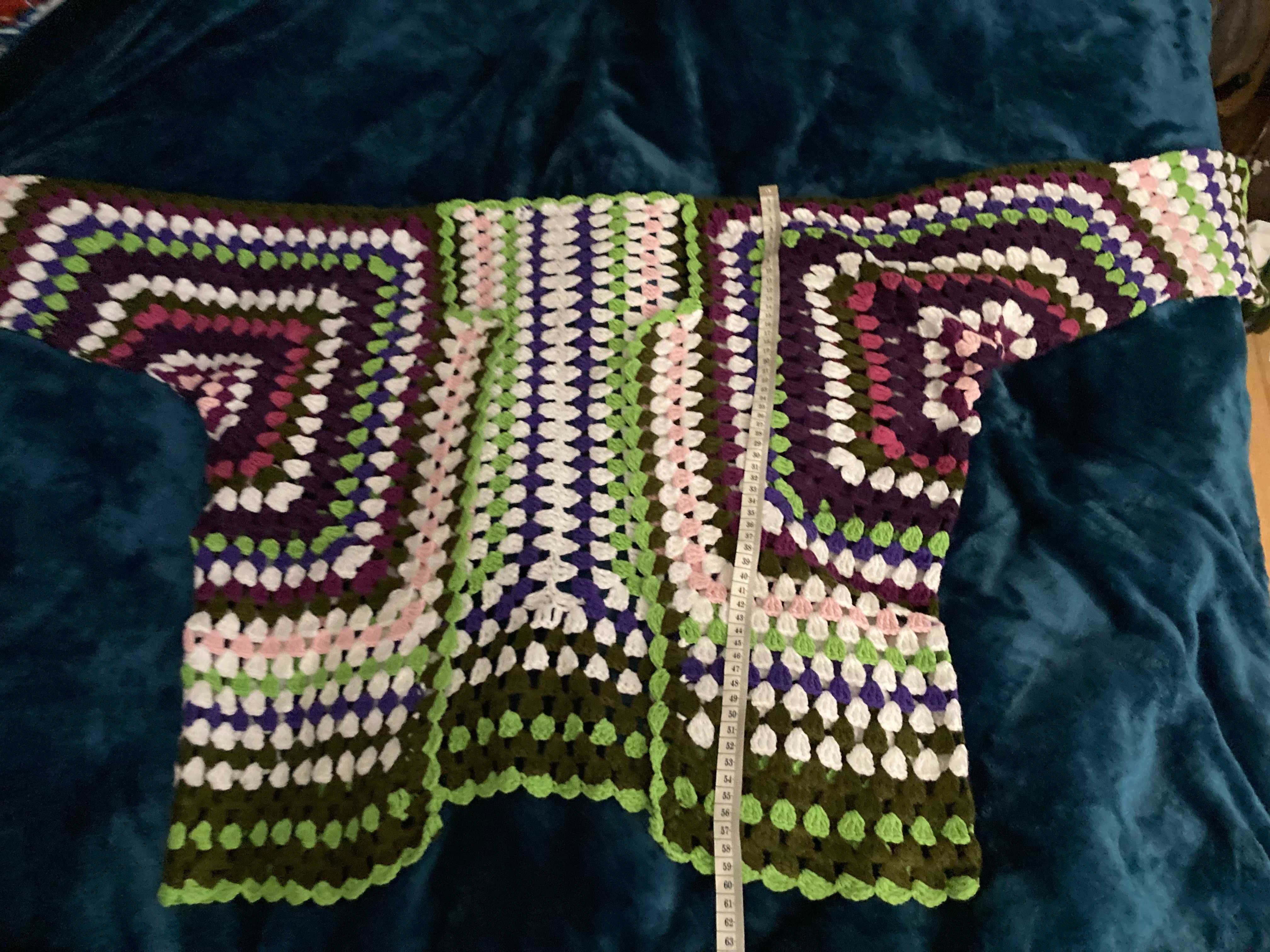 Crochet Cardigan casaco feito a mao / roxo, cor de rosa, verde