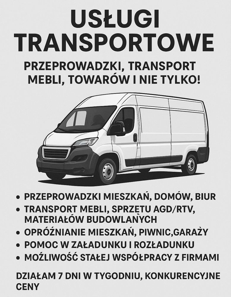 Usługi Transportowe - Przeprowadzki, Transport Mebli, towarów itp