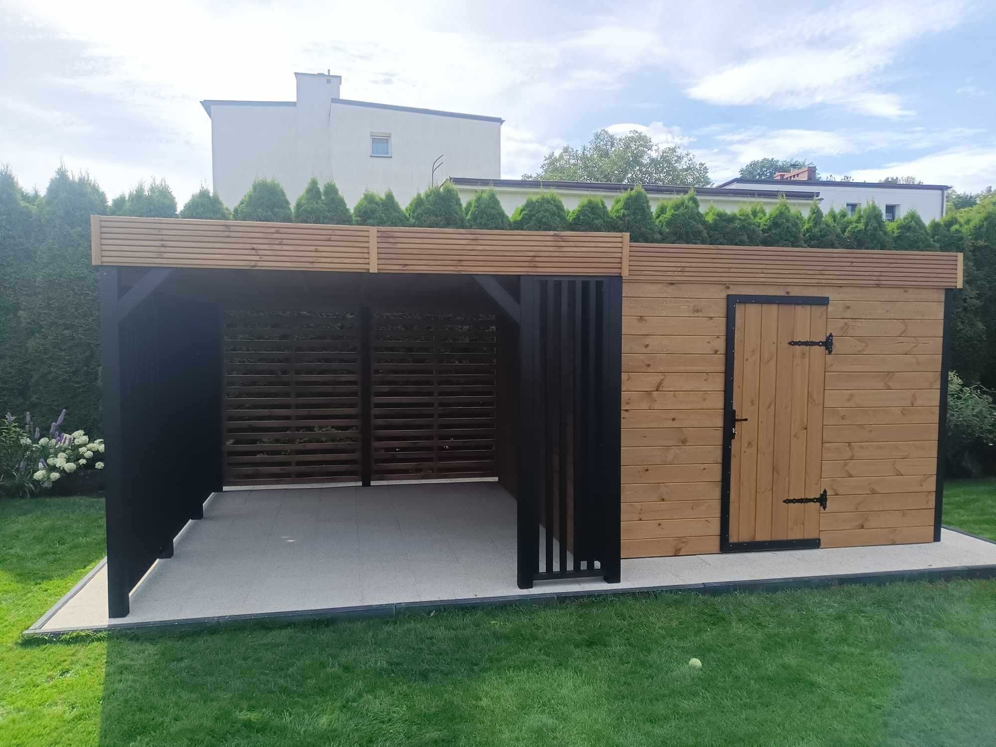 Nowoczesny Domek narzędziowy z Altanką "Bocian" 3X6