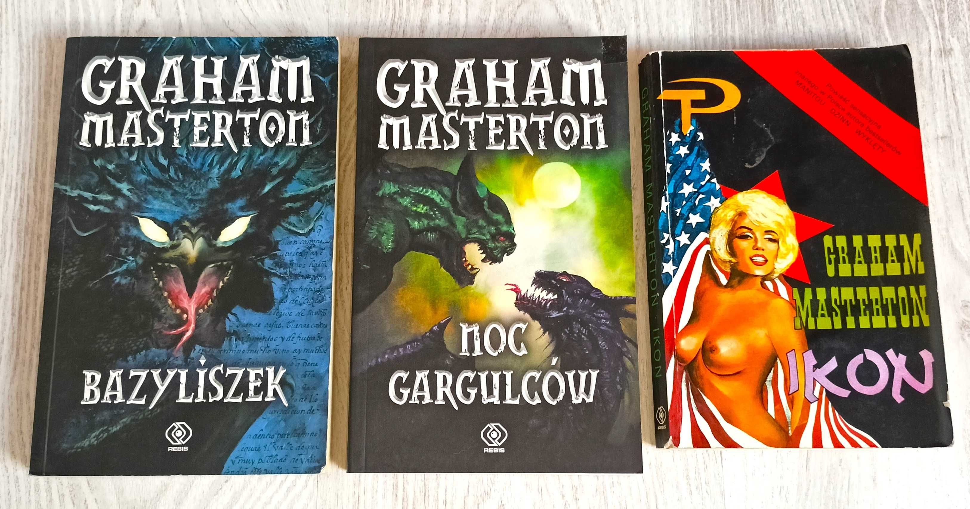 3x Graham Masterton Bazyliszek + Noc gargulców + GRATIS Ikon
