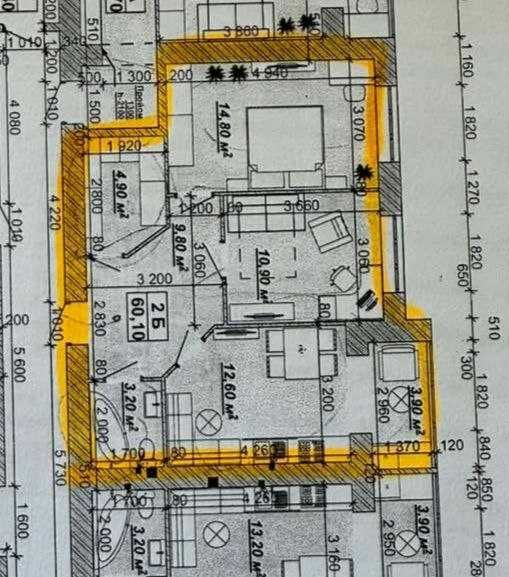 Прямий продаж 2 квартири 60 м² в центрі
