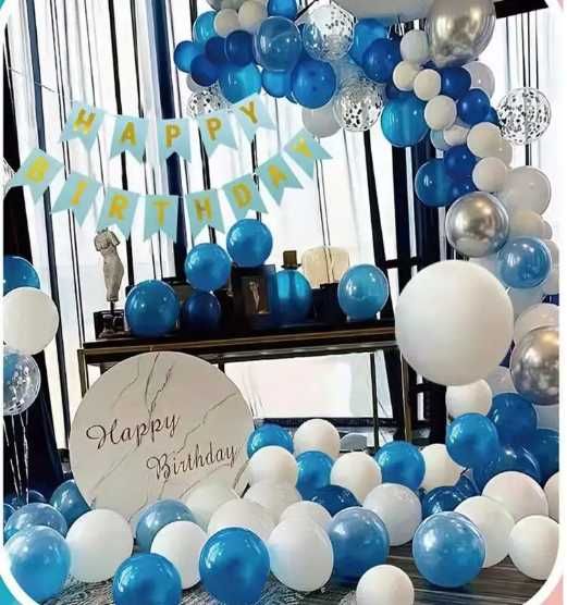Набір повітряних кульок на День НародженняФотозона Біло-Голубий