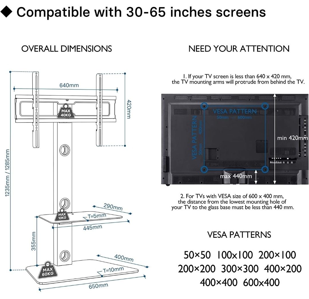 Suporte TV Bontec novo de 30 a 65'' até 40Kg