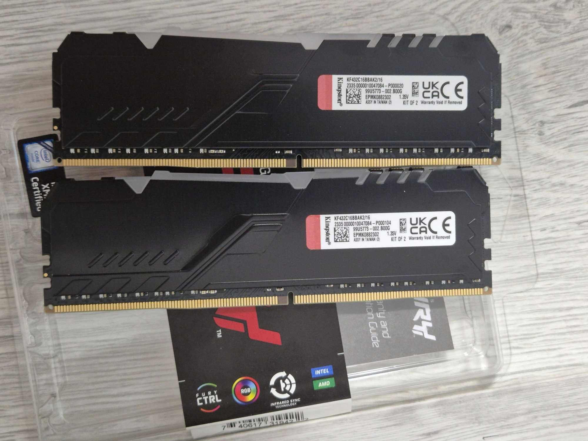 пам'ять DDR4 16GB (2x8) 3200MHz CL16 Kingston FURY BEAST RGB. Trade-in