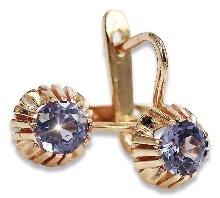 Rosyjskie kolczyki z 14k 585 różowego złota vec027 aleksandryt