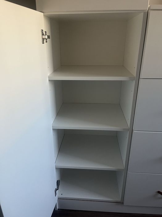 Nowoczesna komoda/szafka z półkami i szufladami - biała, 210 cm wys