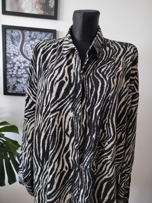 Janina bluzka damska koszulowa 46 koszula długa tył dłuższy oversize