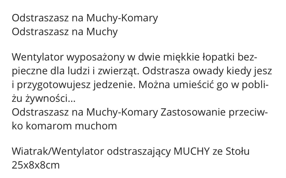 Odstraszacz na muchy komary owady