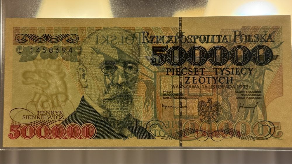 Banknot PRL 500 tysięcy złotych 1993 r. UNC