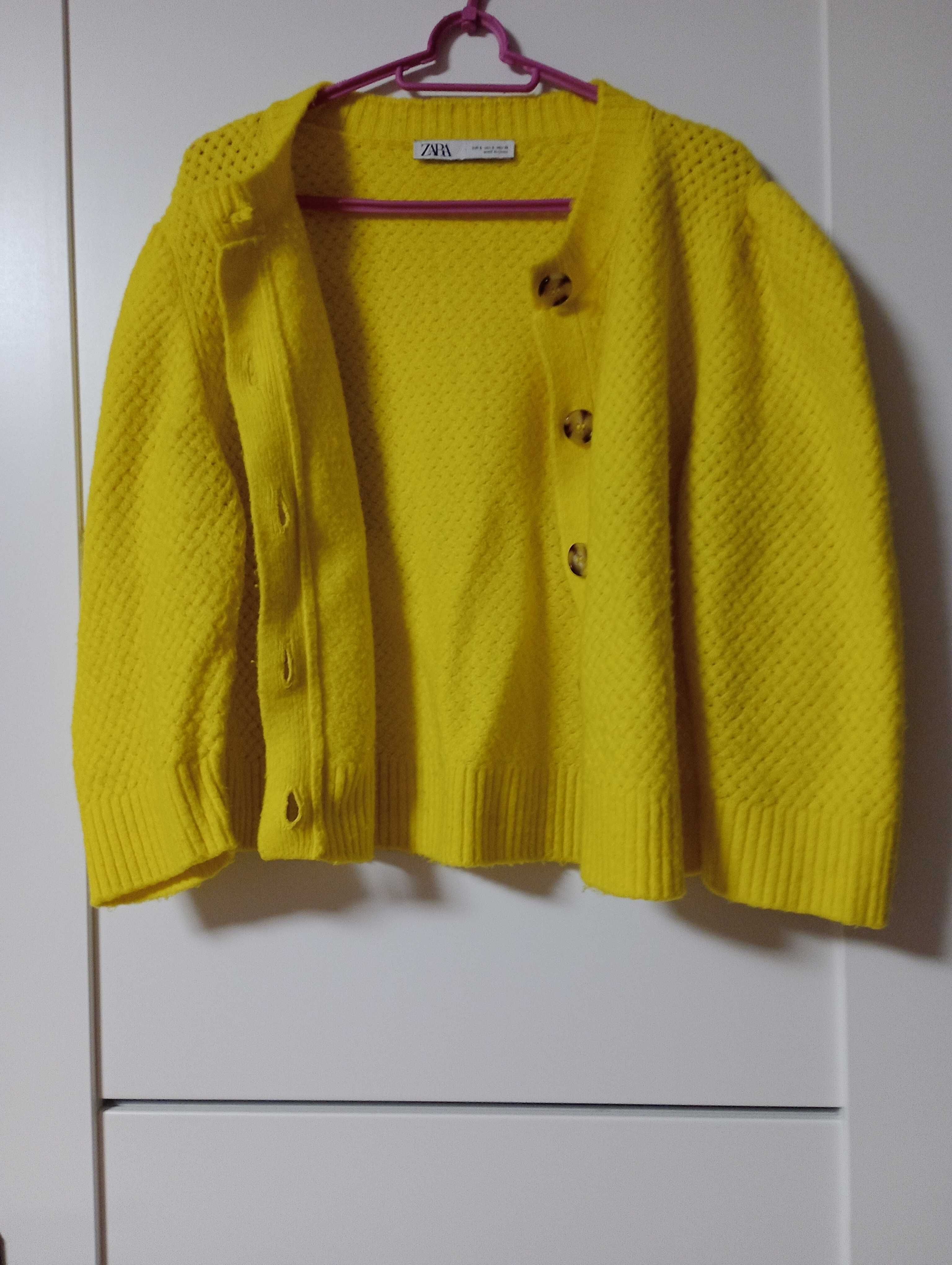 Sweterek Zara rozmiar S rozpinany żółty