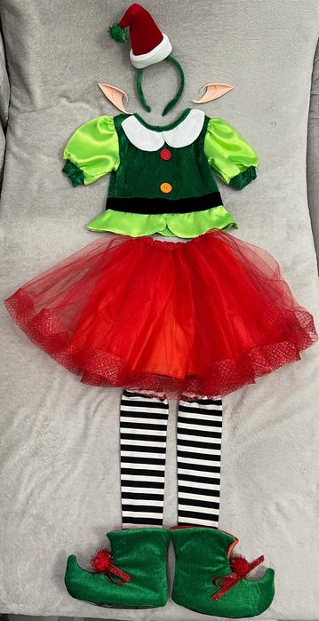 Дитячий карнавальний костюм Ельфійка новорічна + вуха єльфа