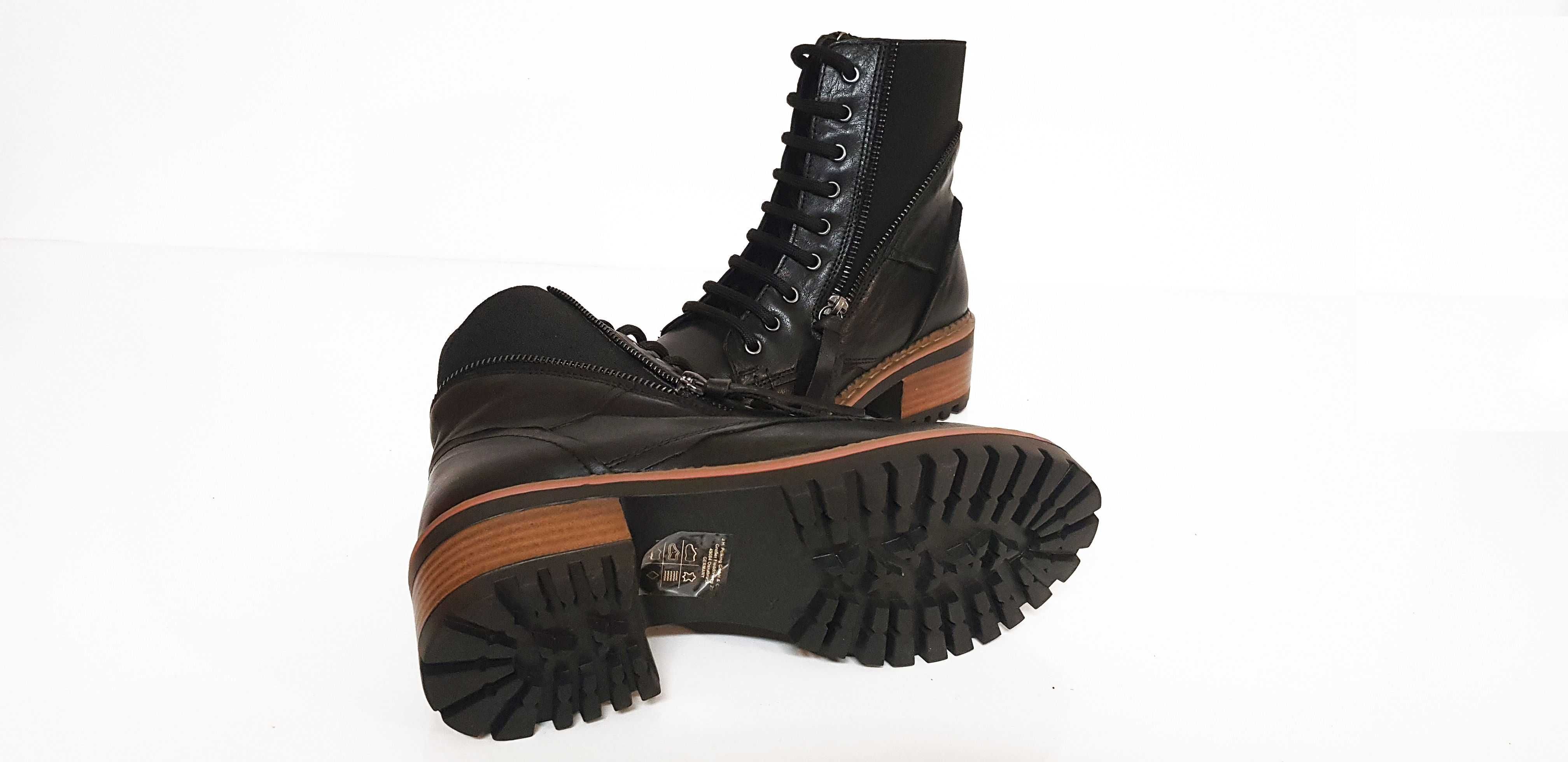 Botki damskie workery MANITU 960338/01 skóra czarne r. 36,37,38,39,40