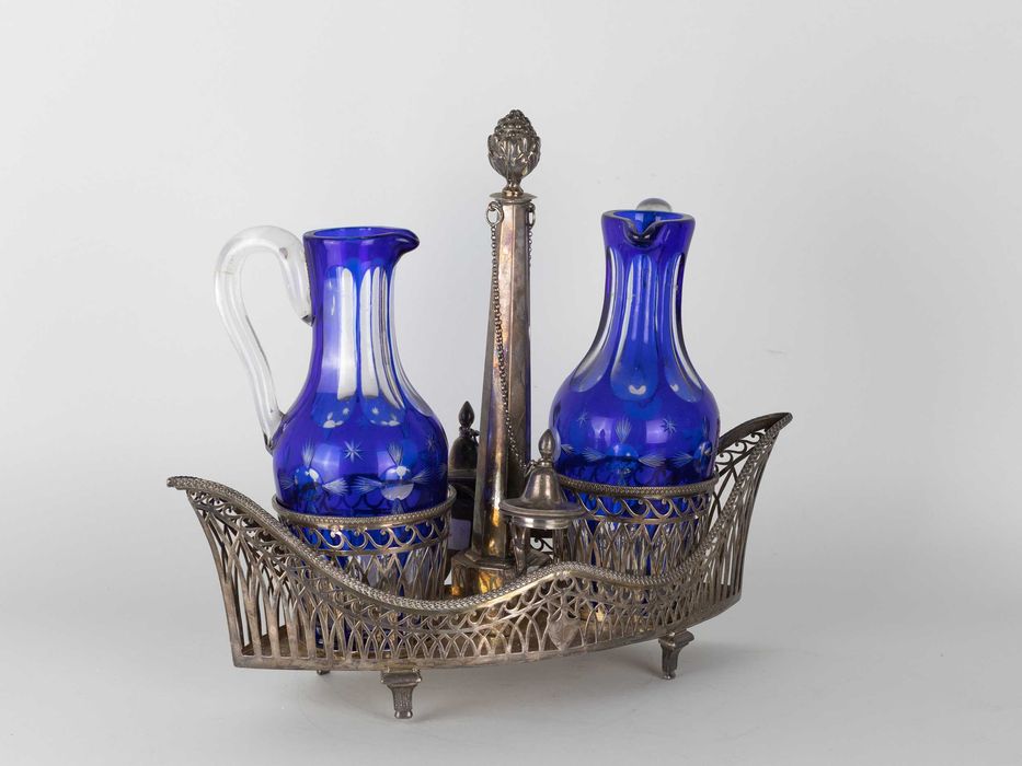 Galheteiro gôndola prata Veneza cristal | século XIX