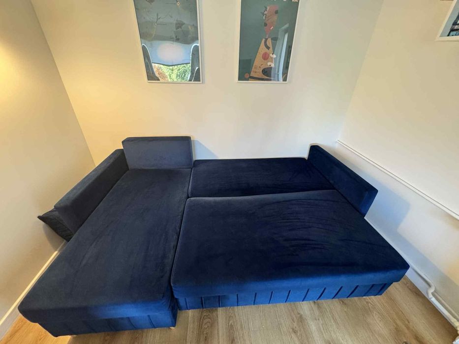 Narożnik granatowy welurowy