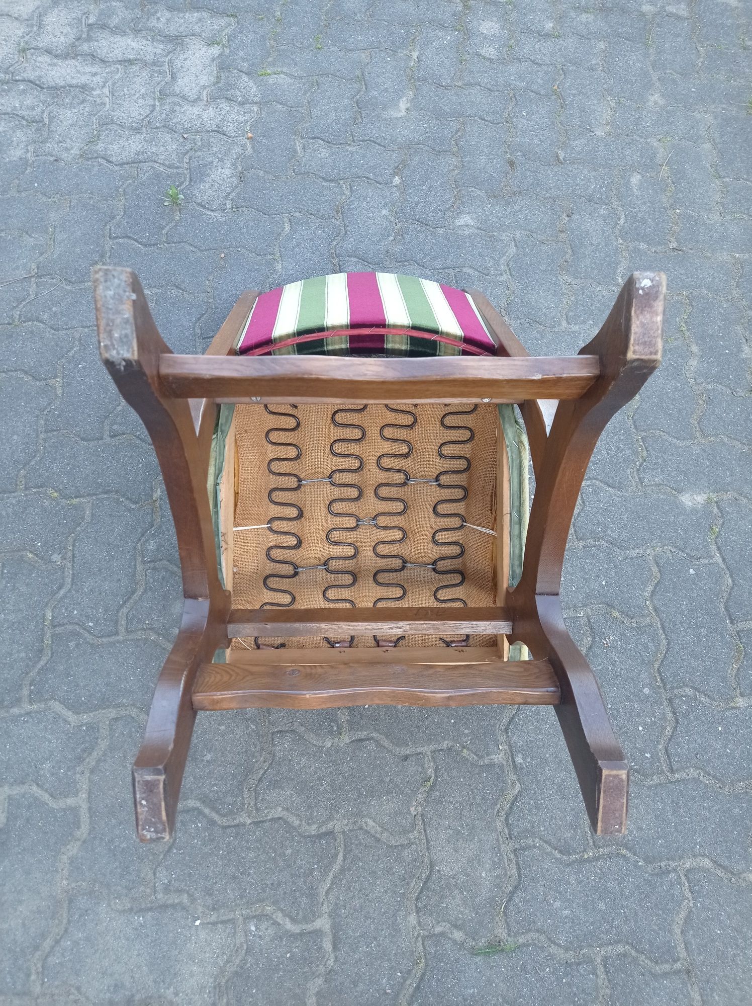 Krzesła stylowe drewniane vintage holenderskie salonowe tapicerowane 4