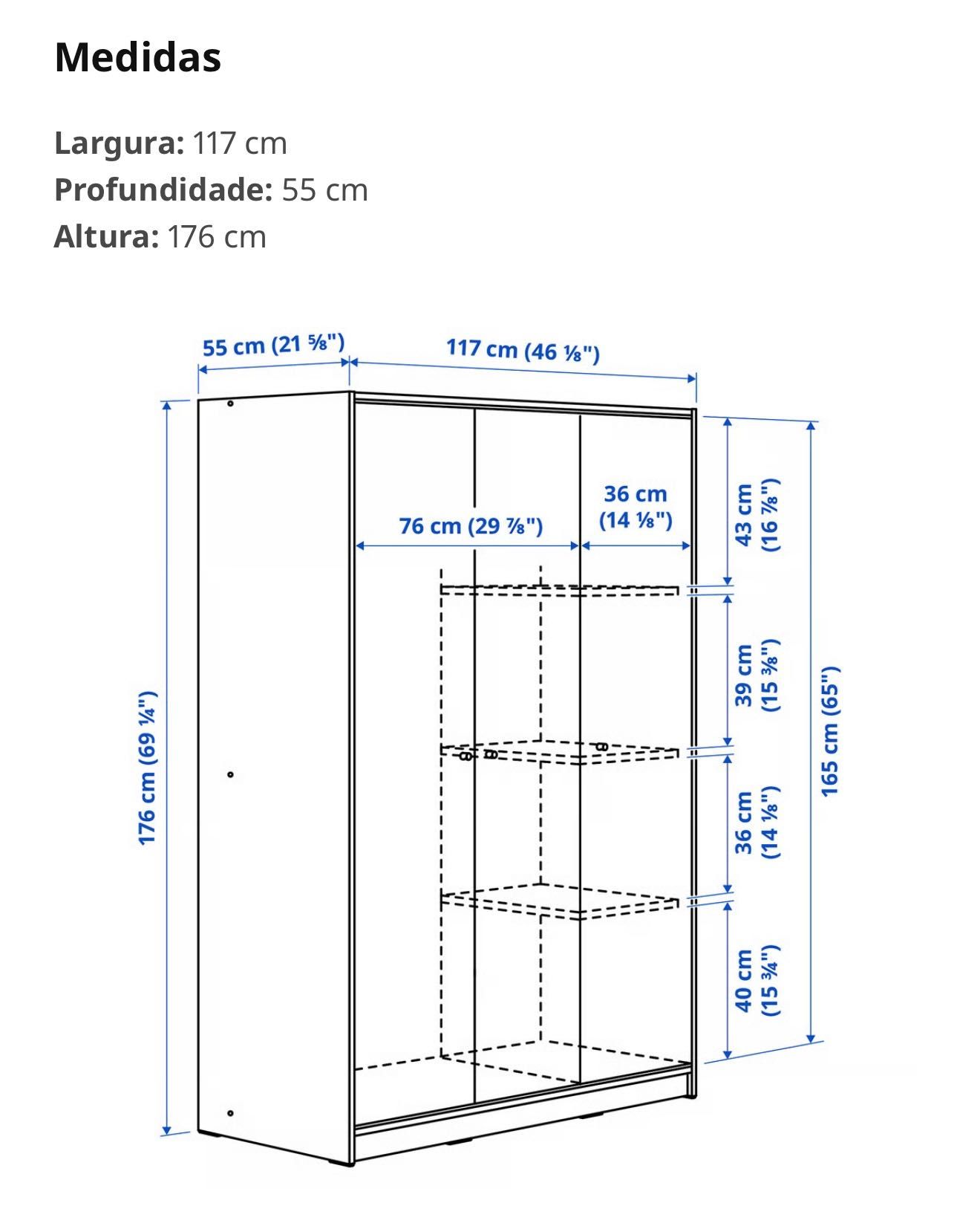 Roupeiro Ikea branco 3 portas