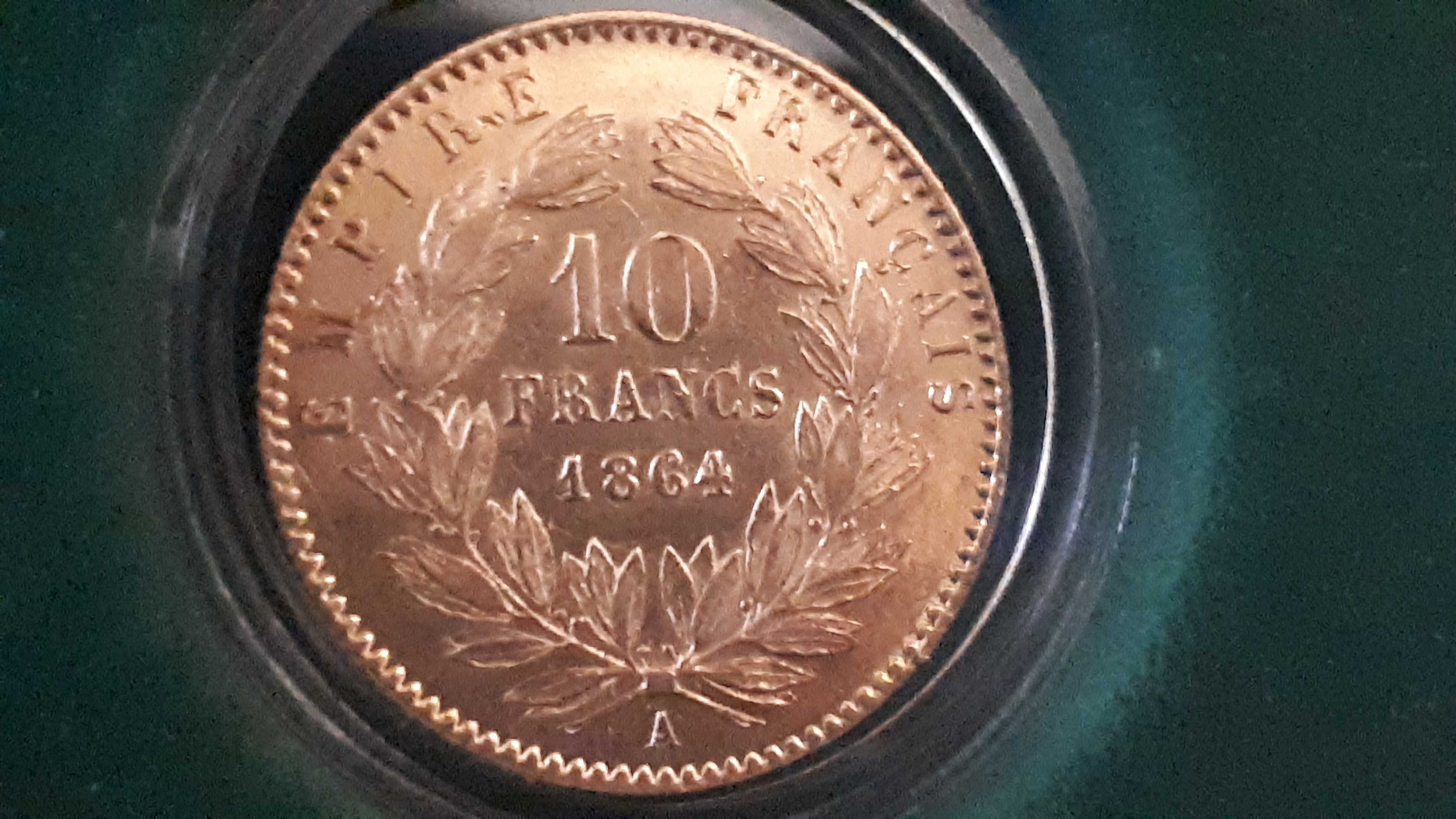 Złota Moneta - 10 Franków -Napoleon III - 1864r   A obniżka