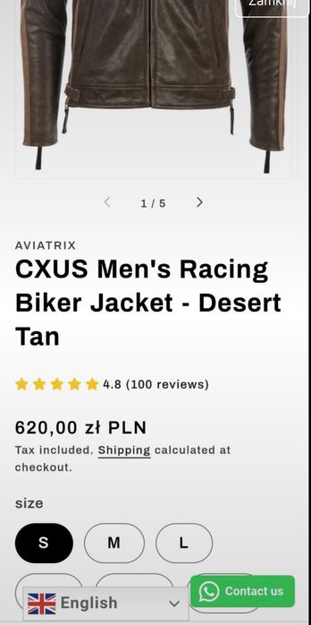 Skórzana męska kurtka, L/XL, Aviatrix