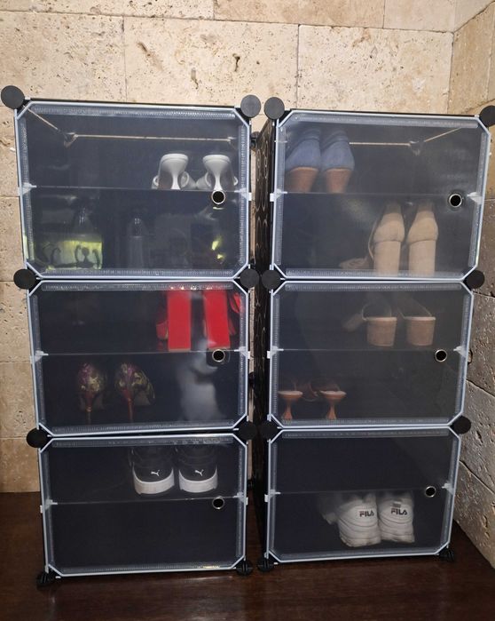 N O W A 2 sztuki Loft lekka modułowa czarna szafka na buty regał półki