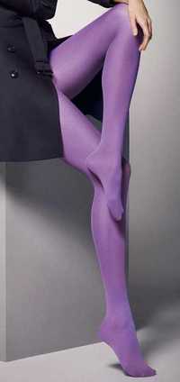 Nowe fioletowe kryjące rajstopy z elastanem rozmiar 4 L