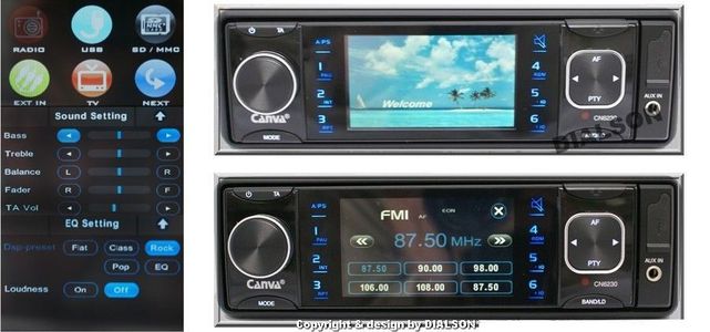 Nowe Radio Samochodowe CANVA CN6230 RDS FM VIDEO DIVX MP3 4x 60W F VAT