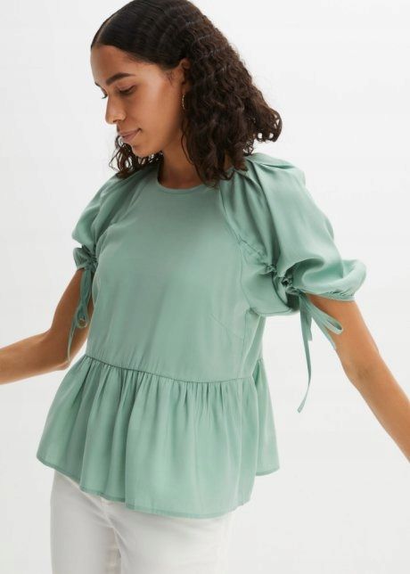 B.P.C bluzka miętowa z marszczeniem ^38