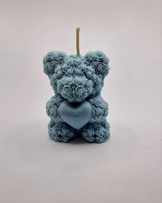 Świeczka sojowa zapachowa ozdobna miś z serduszkiem walentynki serce