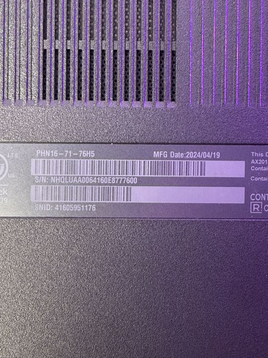 Predator 16' FHD+ 165hz, I7-13650HX, RTX 4060, 16/512