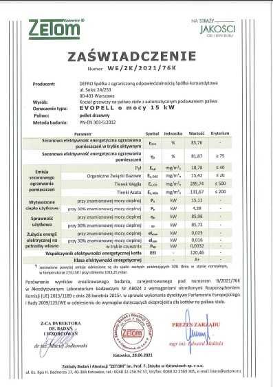 Kocioł PELLETOWY DEFRO EVOPELL 15KW 5Klasa. Ecodesign