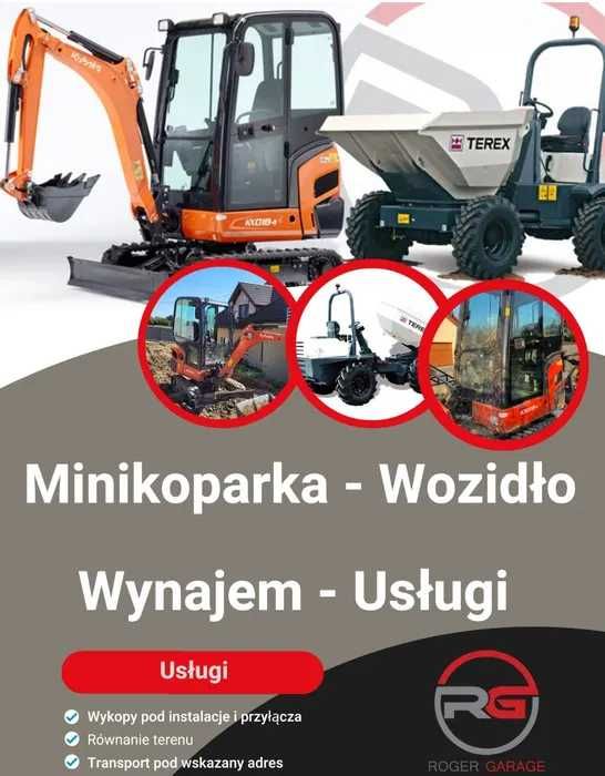 Wynajem minikoparki, minikoparka, wozidło