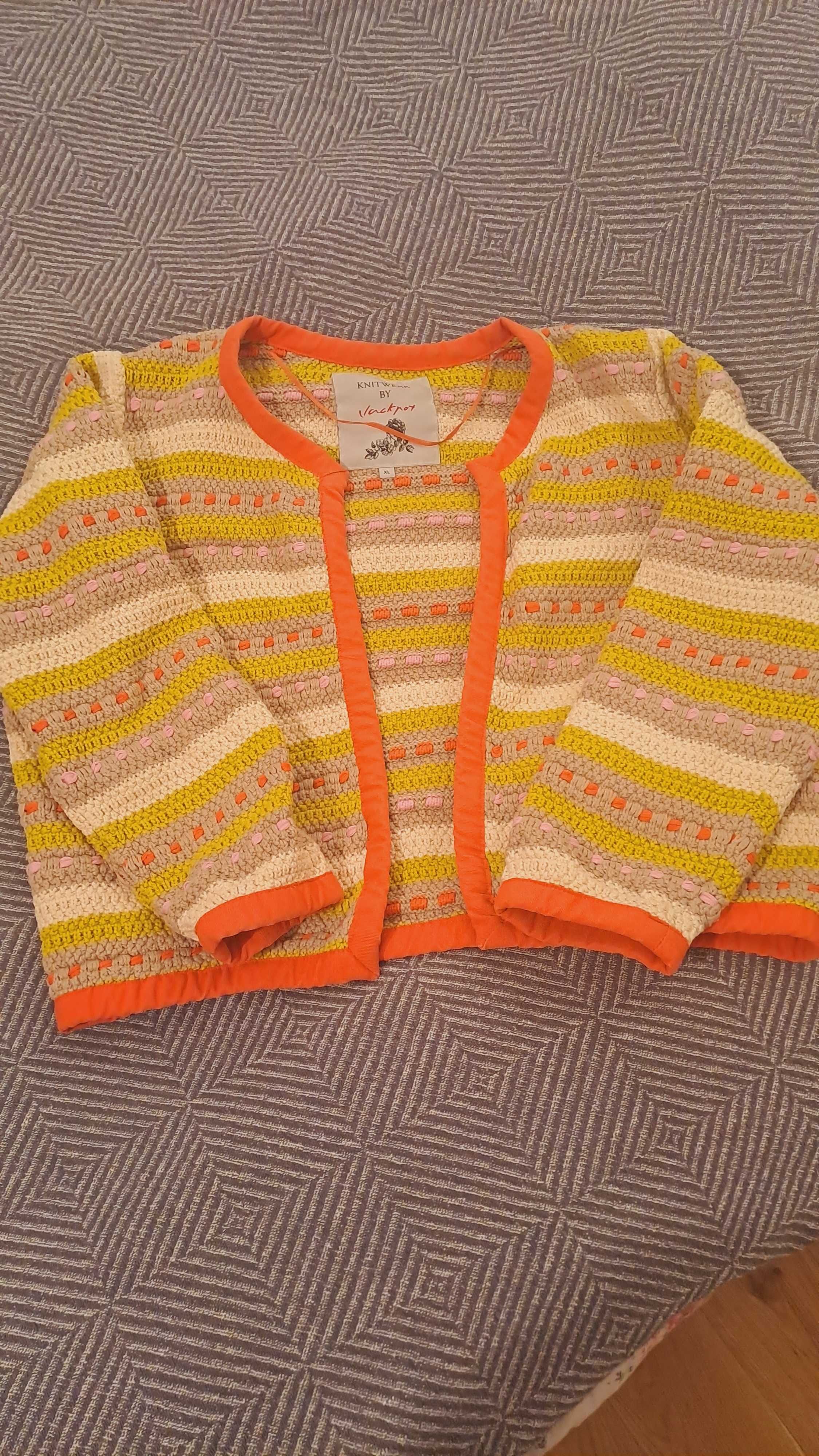 Sweter narzutka piękne kolory100%bawełna Jackpot knitwear S