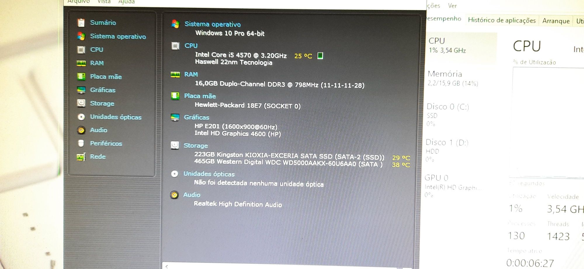 Pç HP 600G1 4ªG|I5-4570-3.2Ghz|16G|SSD256G+HDD500G|Wifi+BT|W11