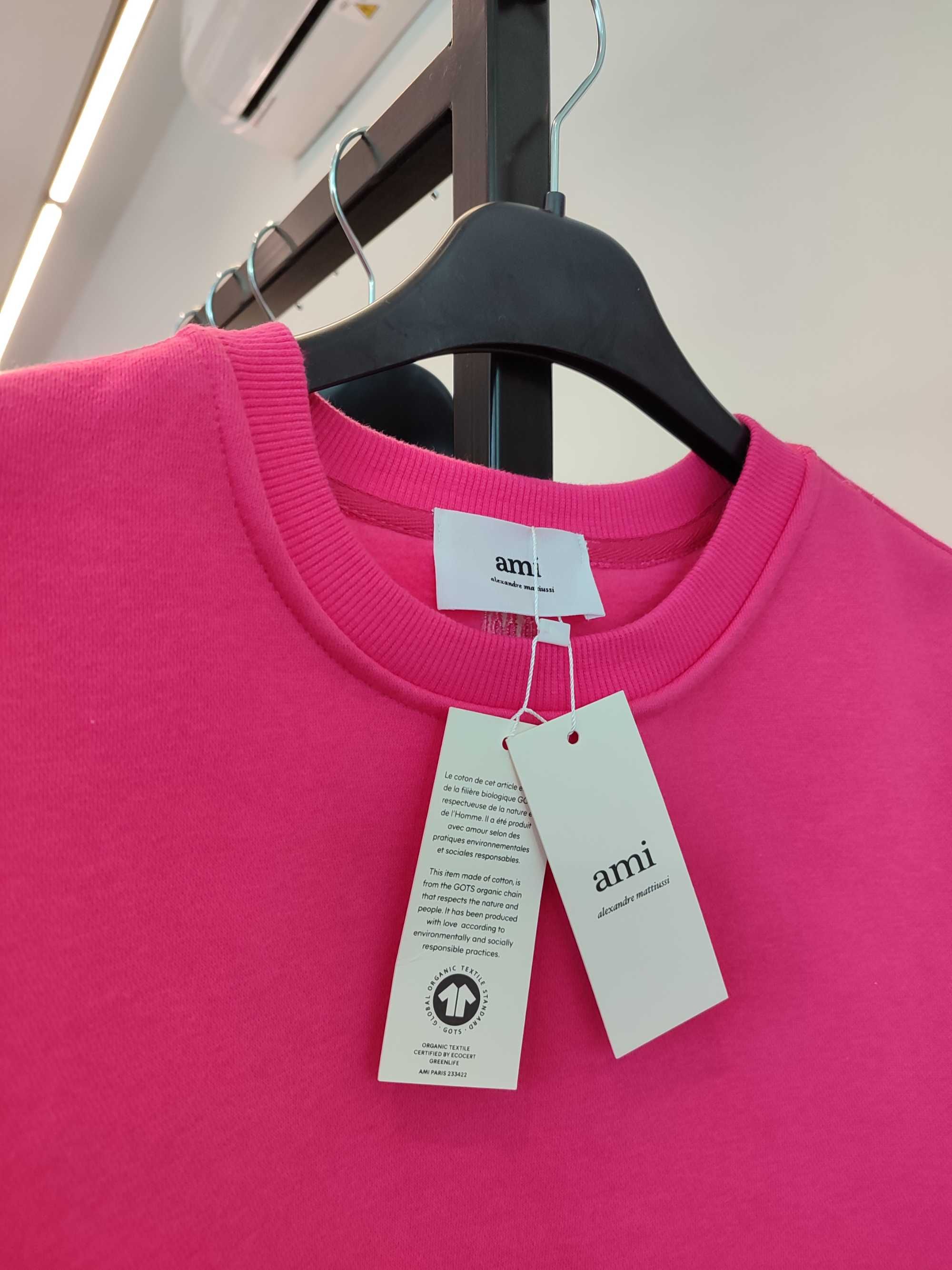 Світшот AMI PARIS Sweatshirt Satin Label Fuchsia