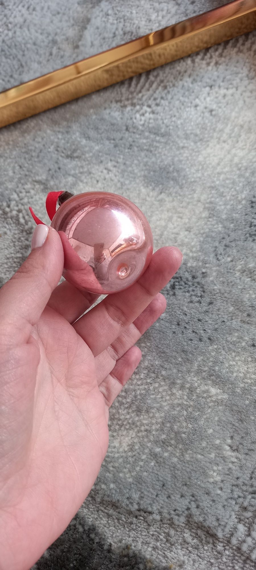 Stara bombka prl.różowa antyk