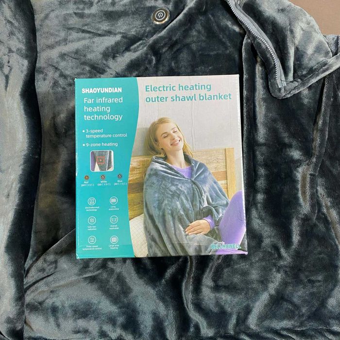 Плед электроодеяло пончо с 3 режимами нагрева от USB