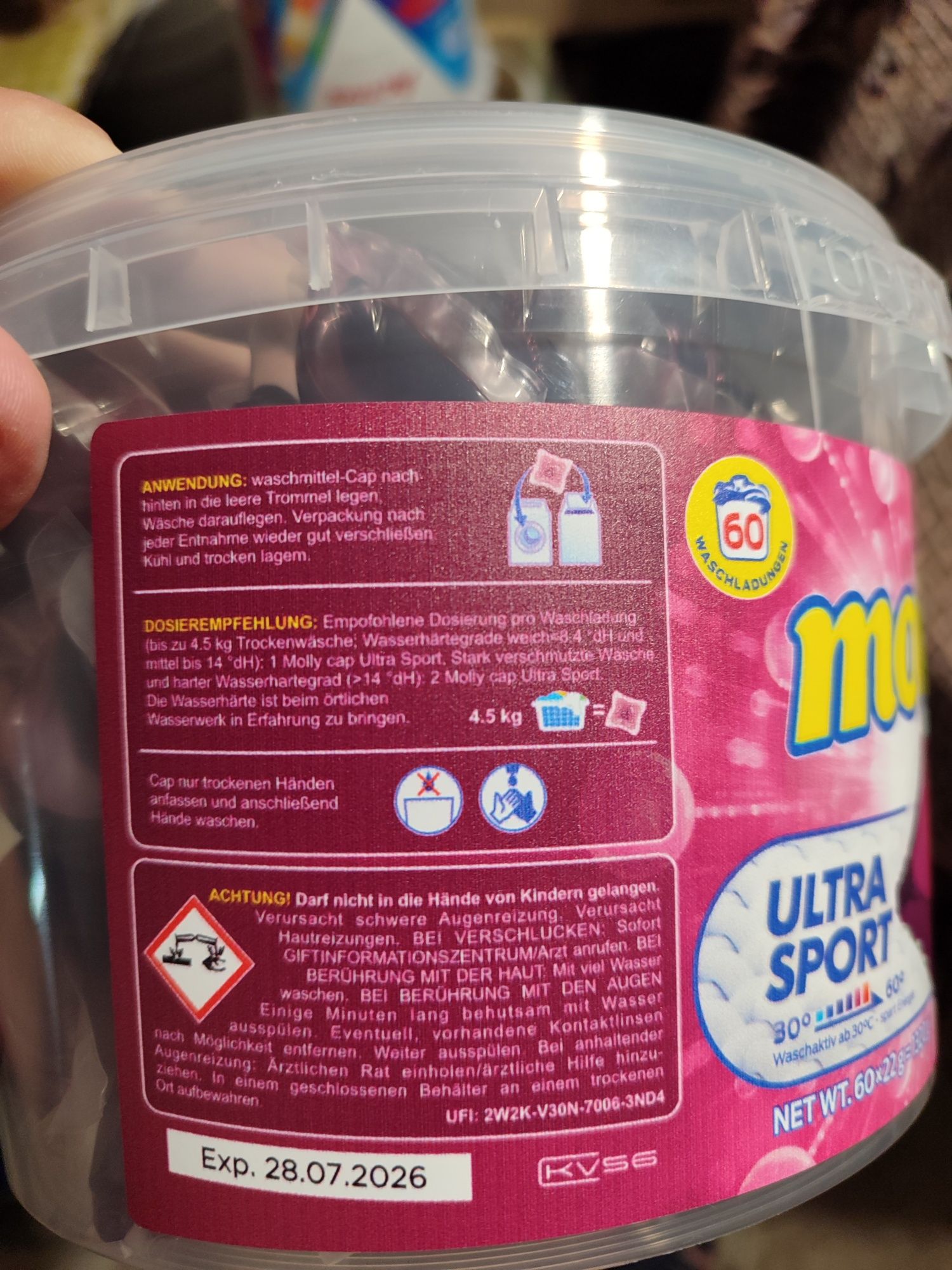 Капсули для прання моллі. Рожеві molly. 60 штук у відрі