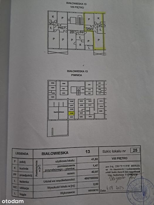 Sprzedam mieszkanie 2pok rozkład Popowice