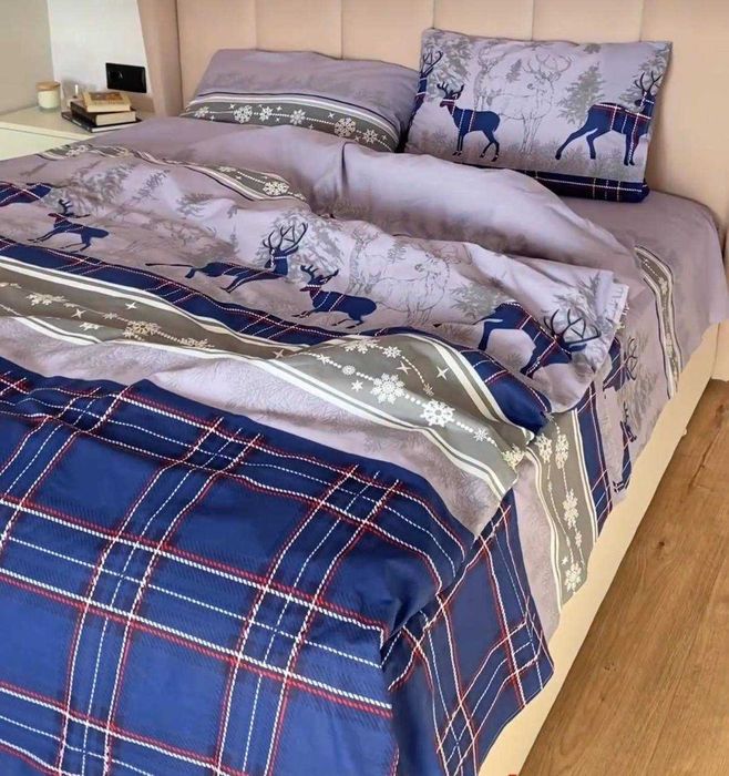 Комплекти Постільної білизни Новорічні полуторні,святкові 100% бавовна