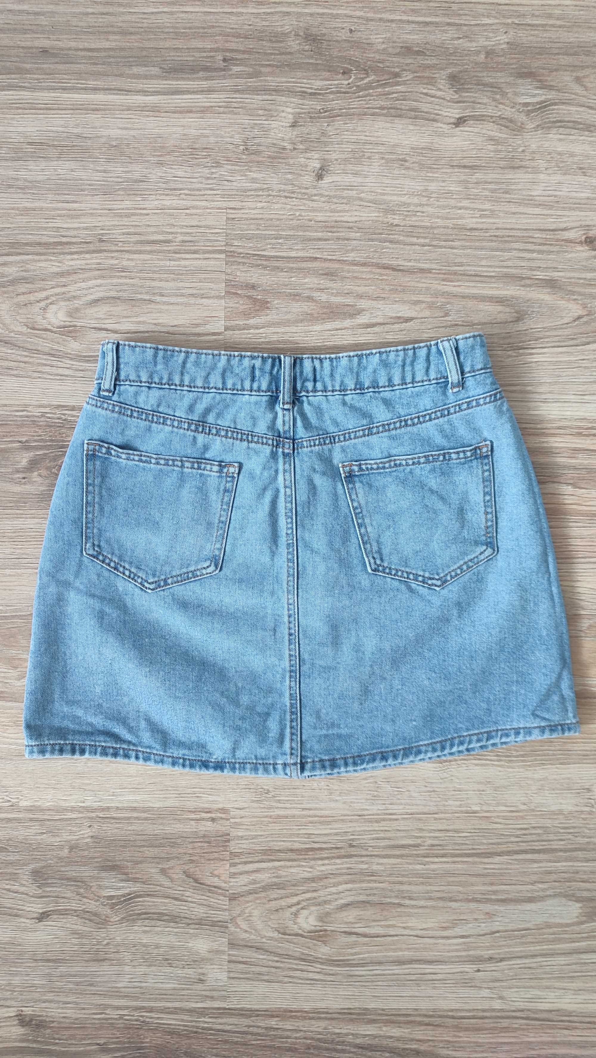 Spódnica jeans jeansowa krótka niebieska basic trapezowa bawełna M L