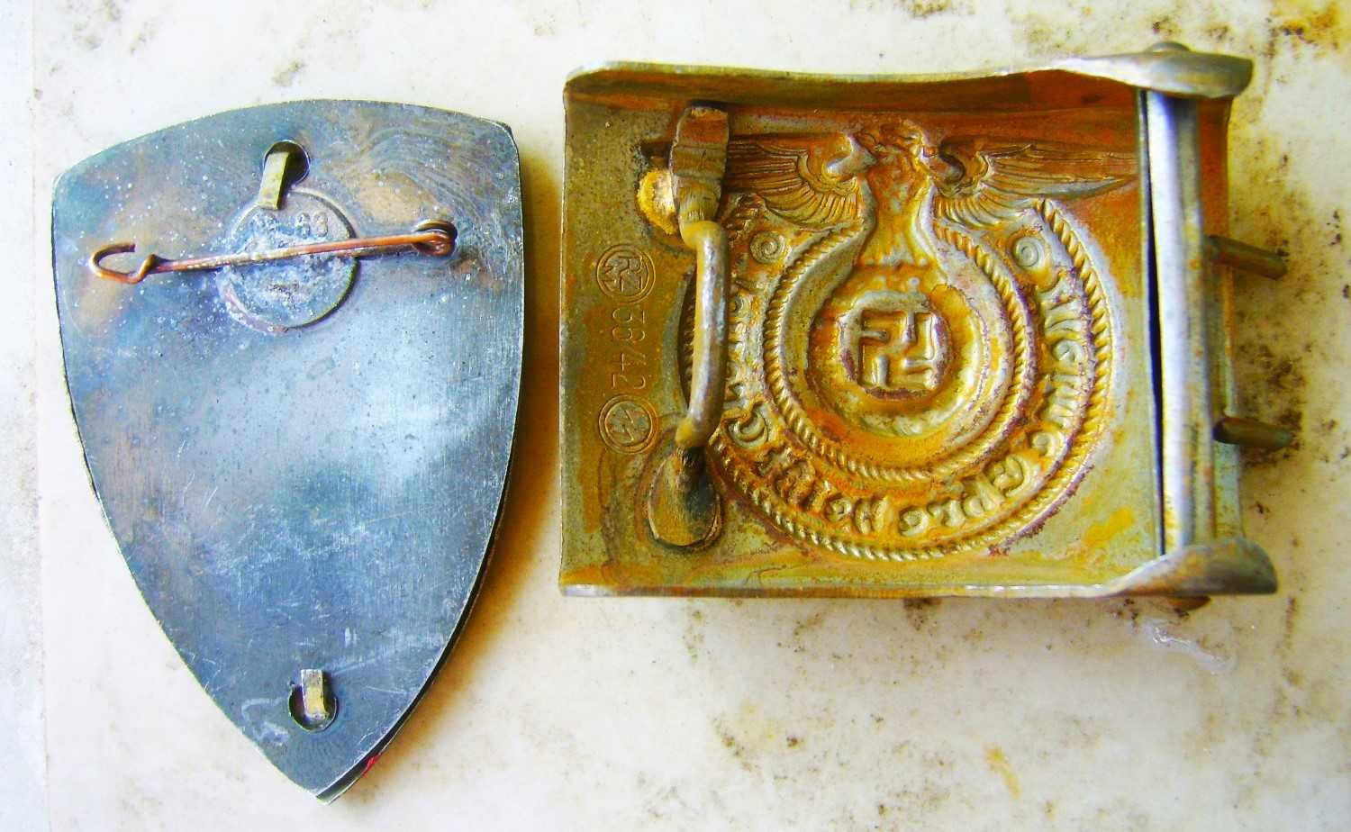 Odznaka NSDAP 1931 r+ Zardzewiała Klamra Oficera Waffen SS