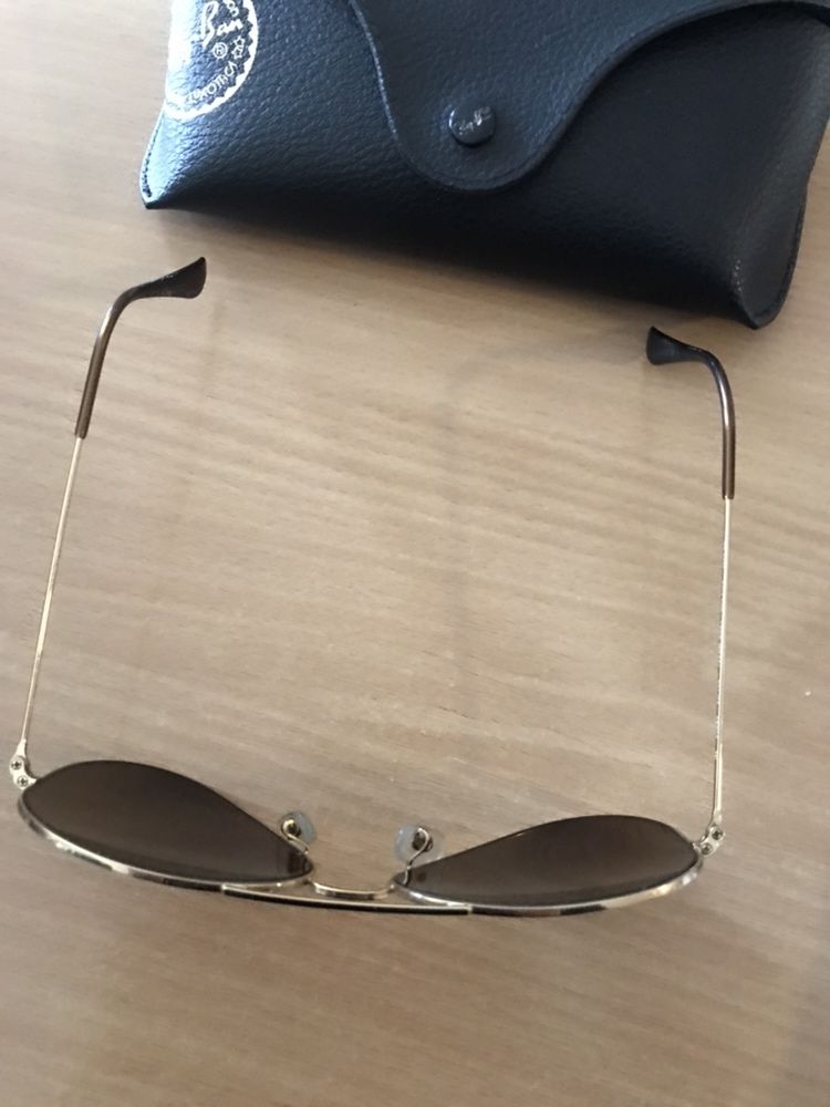 Ray ban okulary przeciwsloneczne aviator brązowe złote oprawki 58 oryg