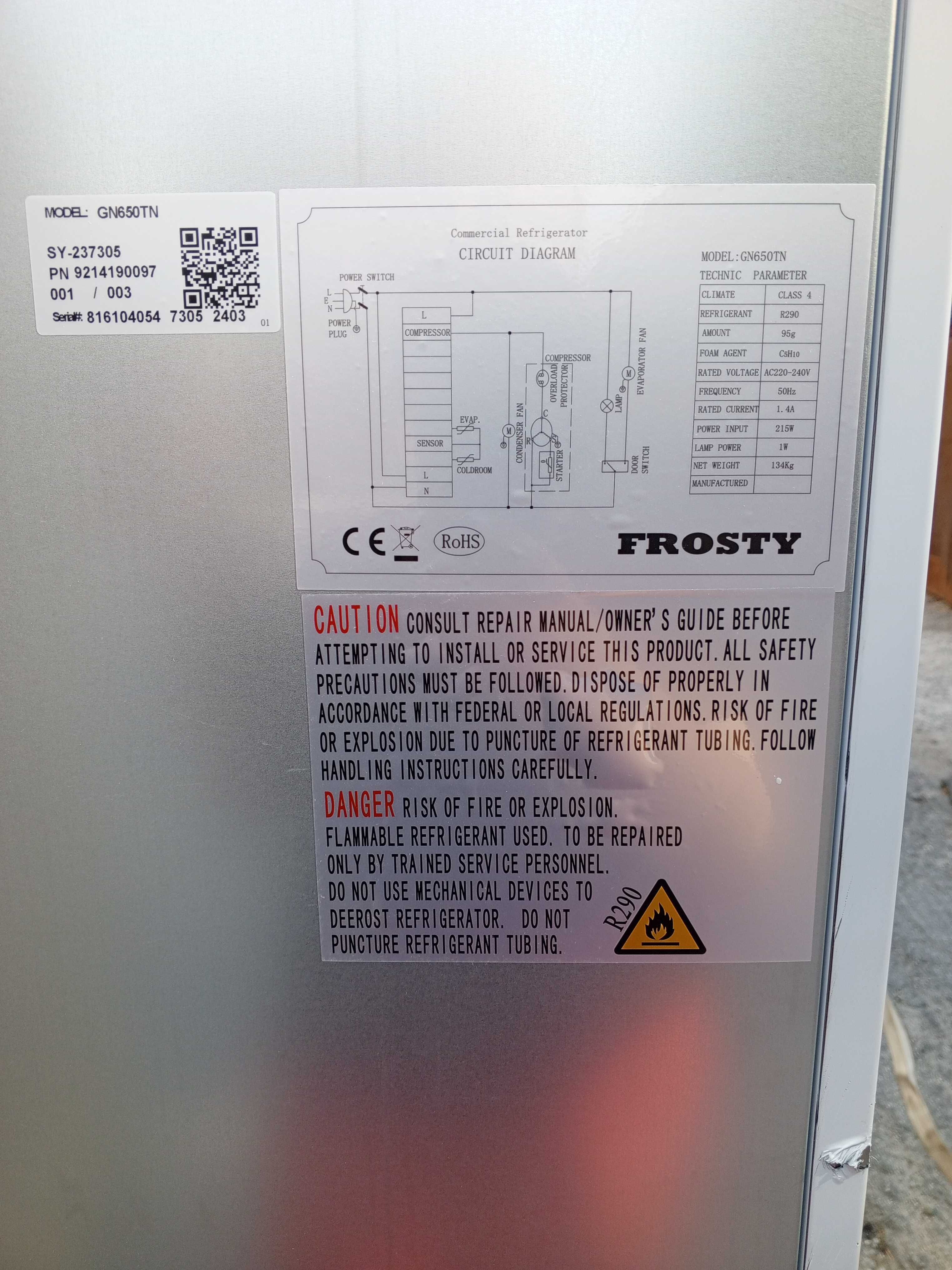 Продам Холодильну шафу Frosty GN650TN (Холодильник професійний)