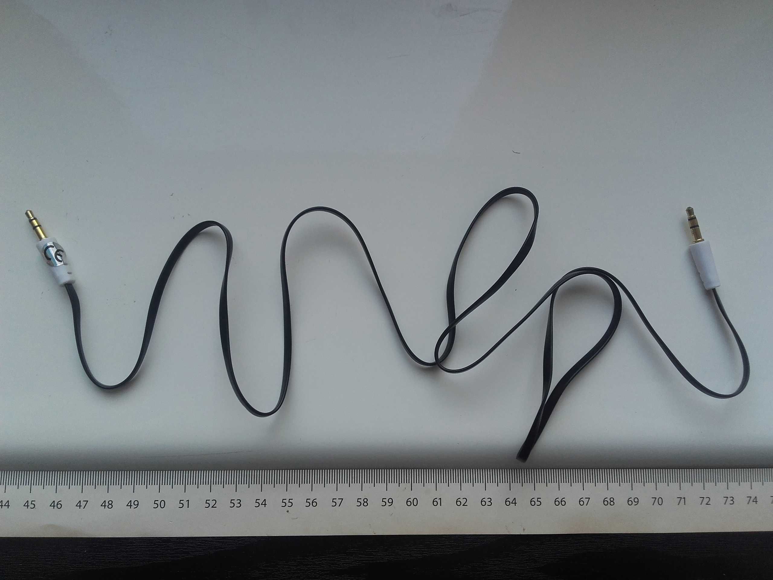 Kabel audio 1m AUX miniJack 3,5mm płaski, stereo 100cm QR raltek