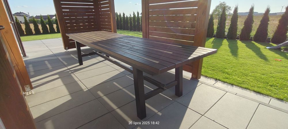 Stół ogrodowy stal+drewno