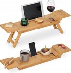 Relaxdays Bambusowa półka na wanne 70cm