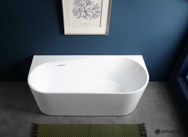 BRAIDER Akrylowa Wanna Wolnostojąca Przyścienna RESTIA LEDGE 160 Biała
