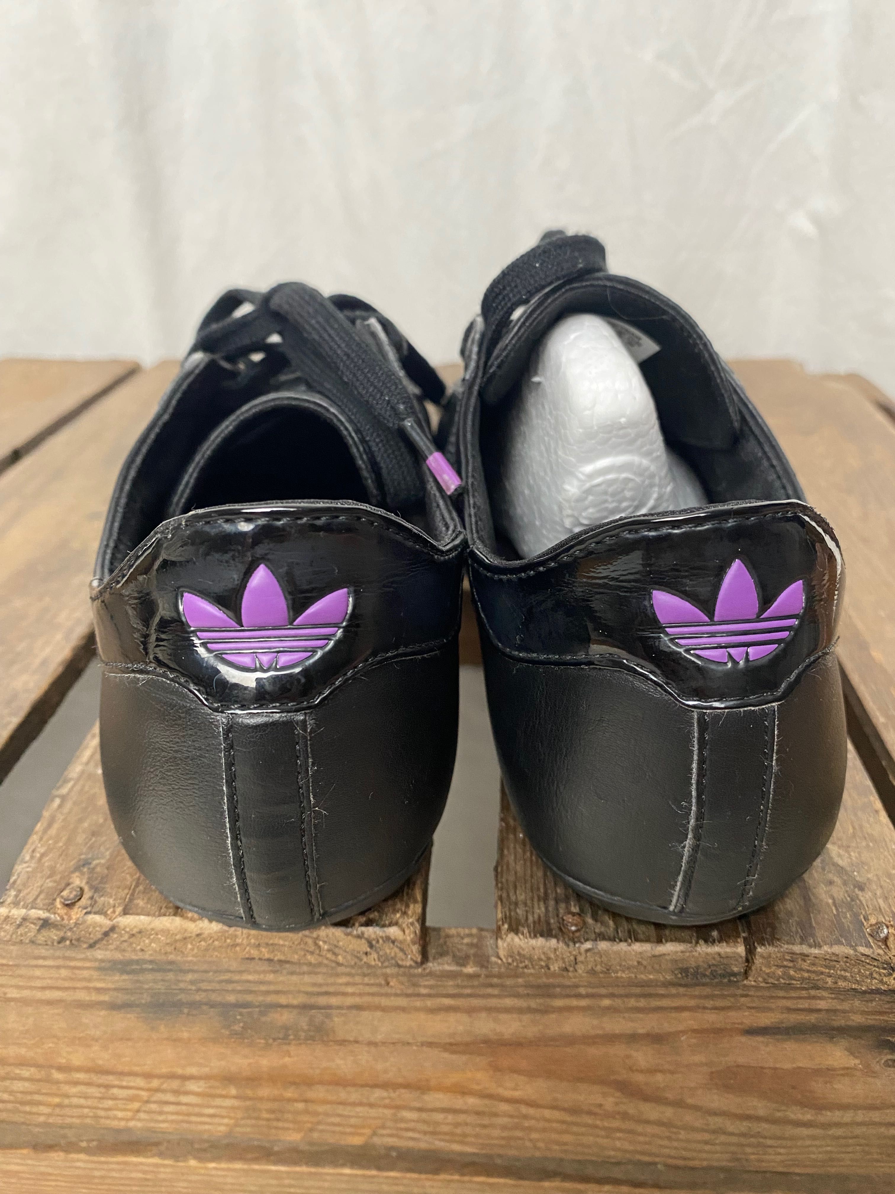 czarne sneakersy adidas fioletowe skóra naturalna sleek series 39