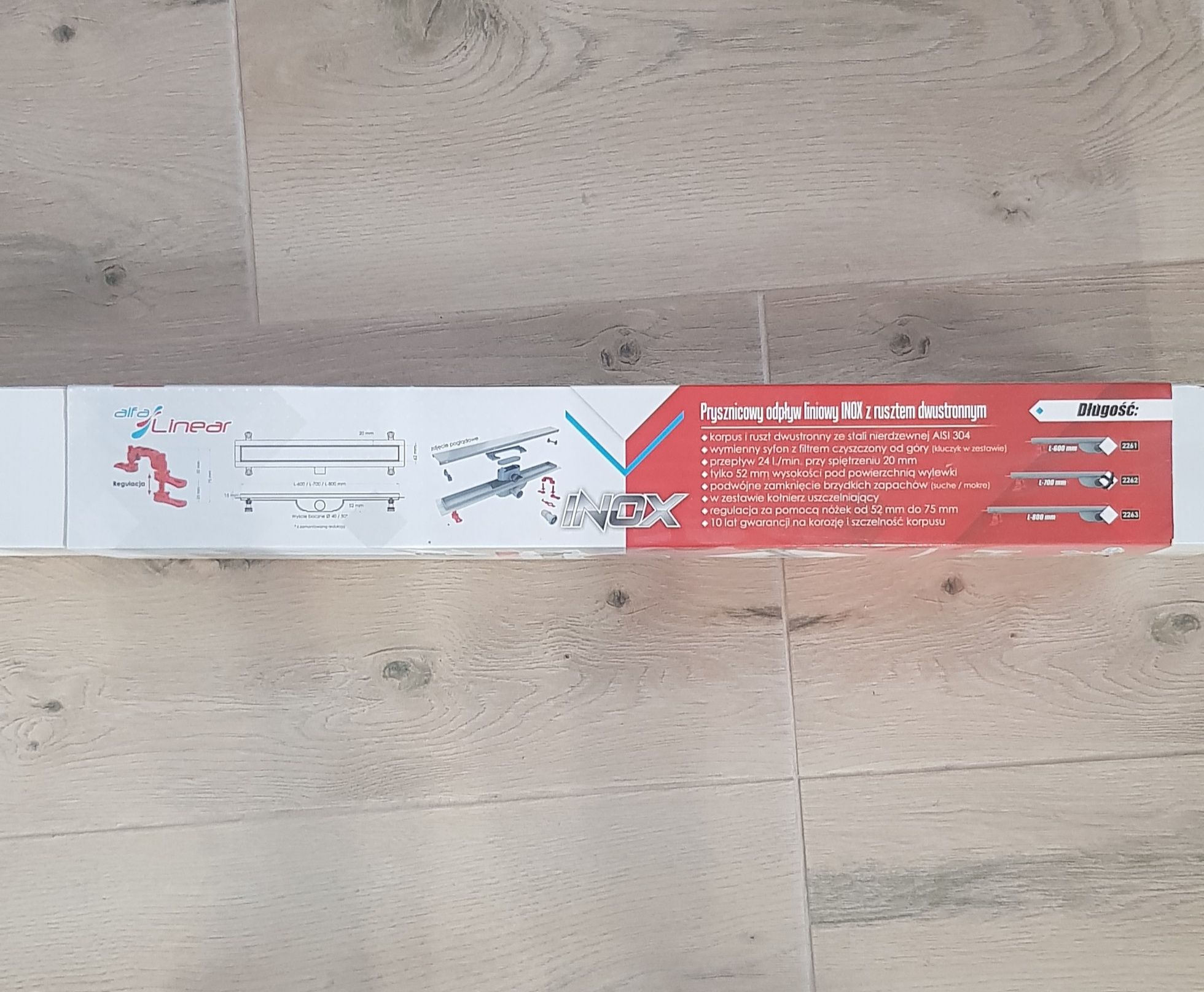 Prysznicowy odpływ liniowy inox L700