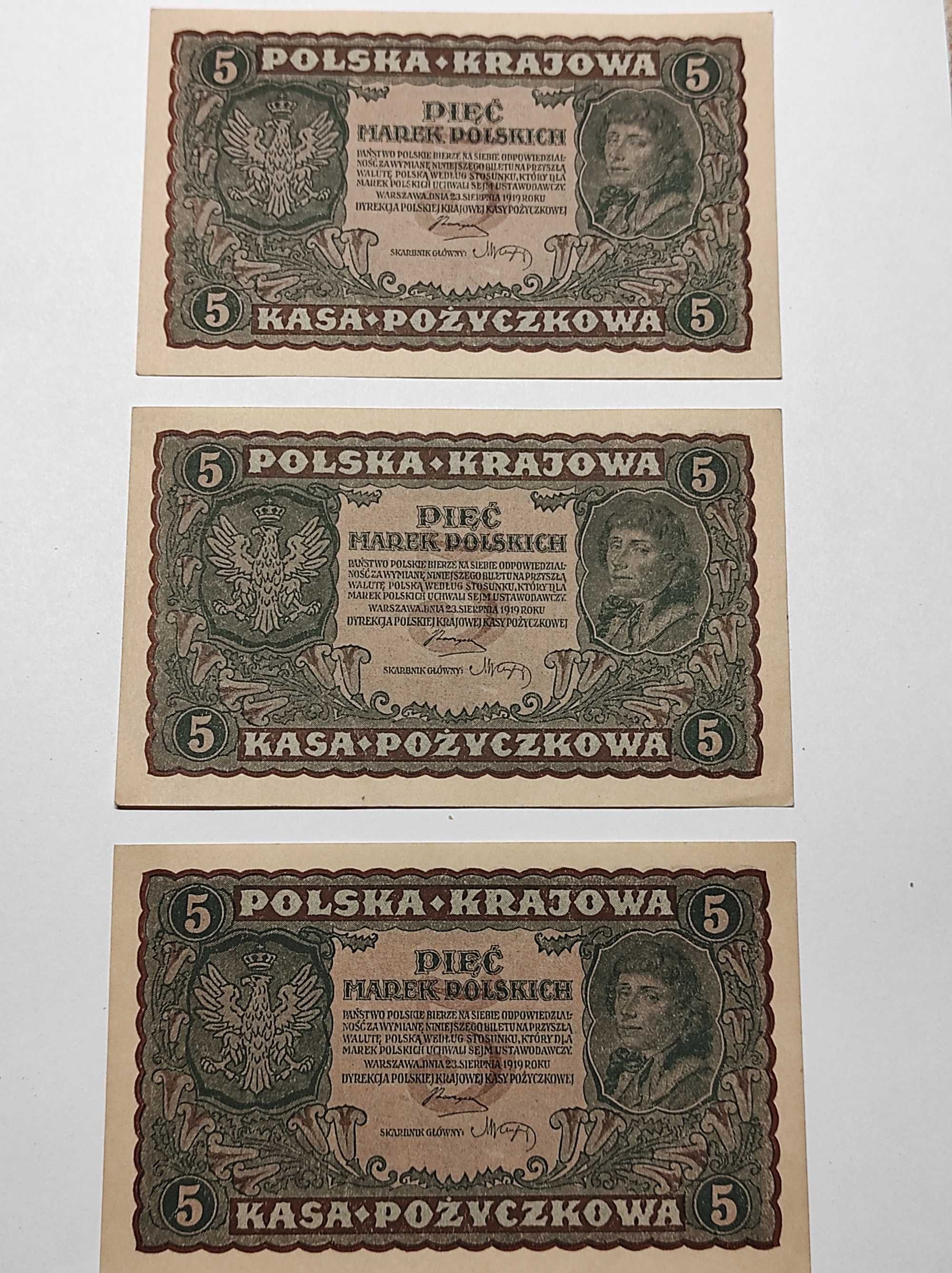 Banknot 5 marek polskich 1919